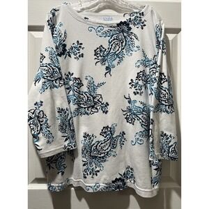 Croft & Barrow Women's Multicolor Floral T-Shirt 100% Cotton Size Large